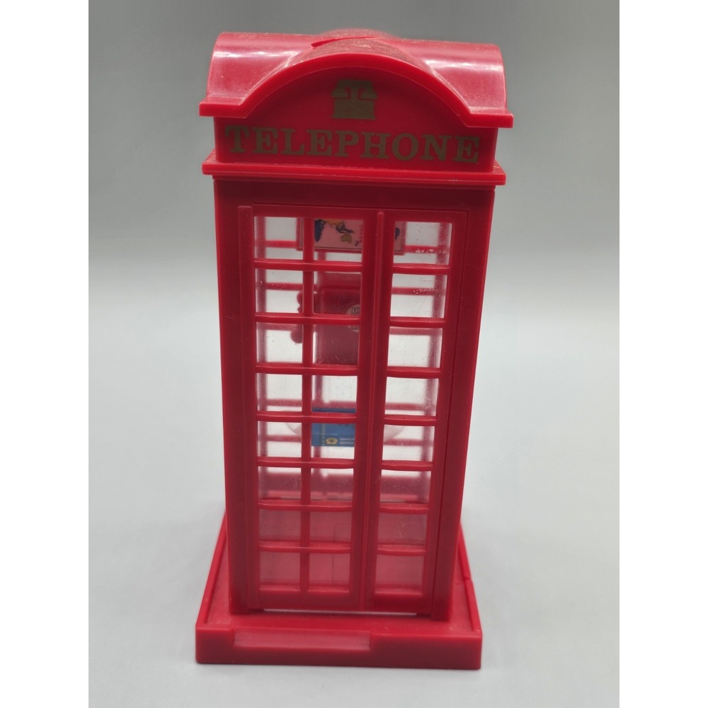 Unique Vintage 1960s Plastic England Telephone Booth Bank 6 3/4" Tall